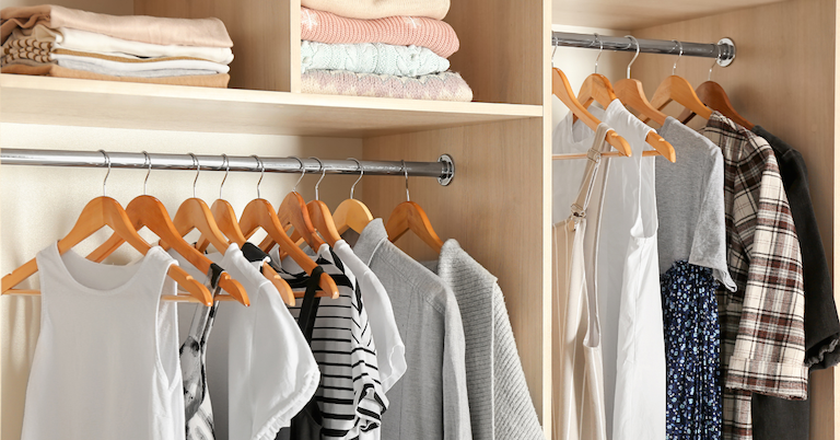 clean clothes in closet