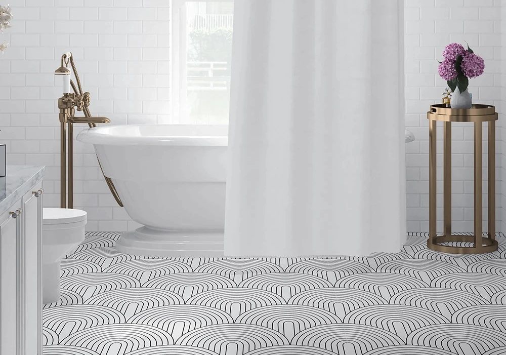 Stick floor deals tiles bathroom