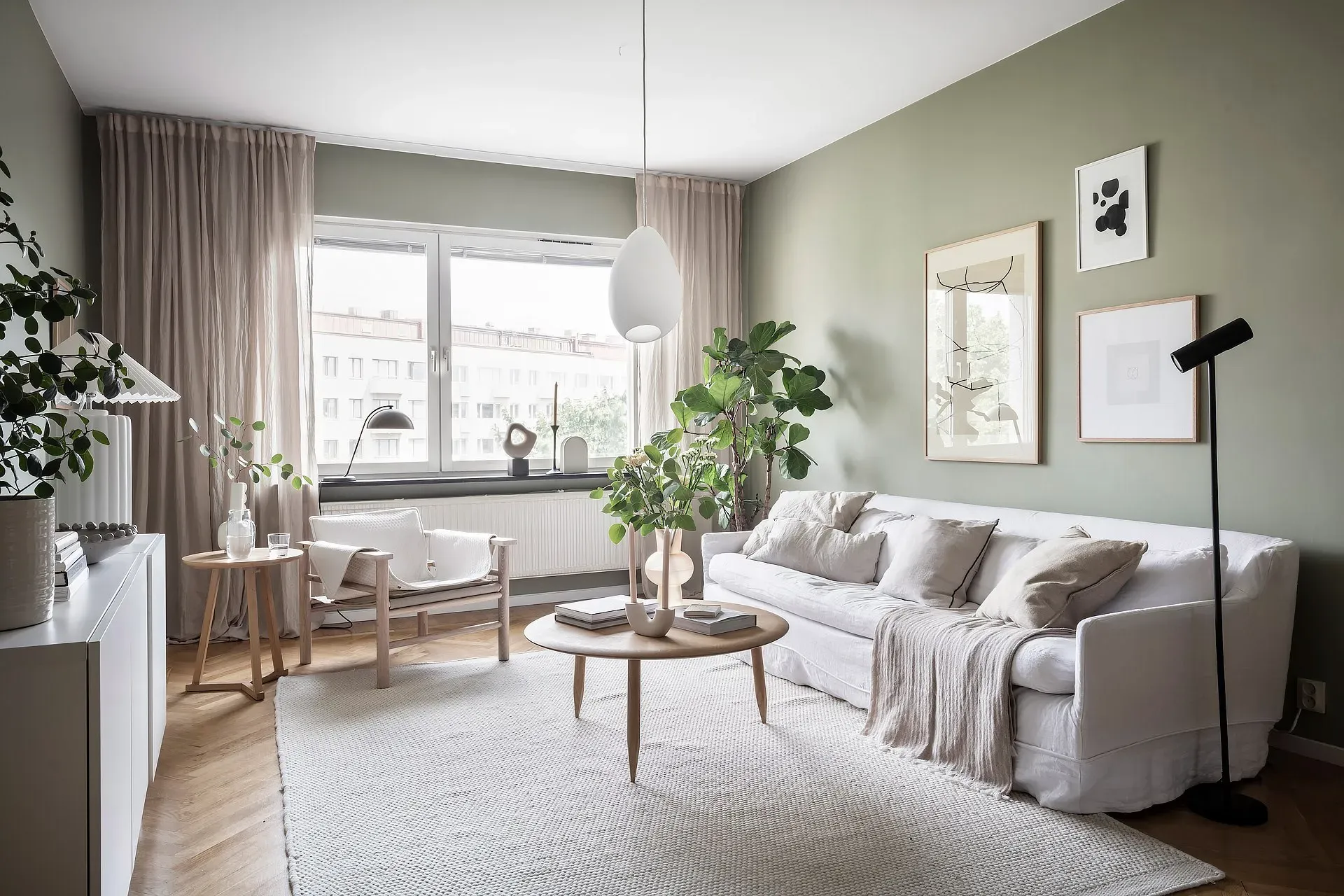 sage green living room inspo