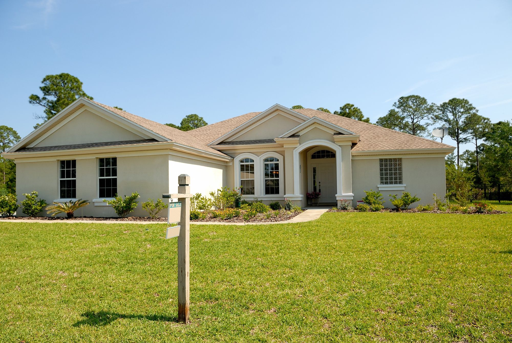 A house with a front yard.